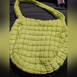 Lime Quilted Shoulder Bag